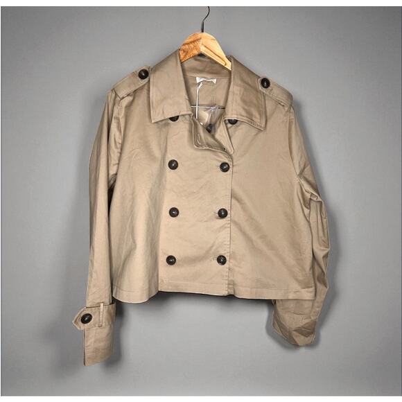 78&Sunny Button Front Double Breasted Cropped Trench Coat Tan Women's XL NWT - Picture 1 of 7